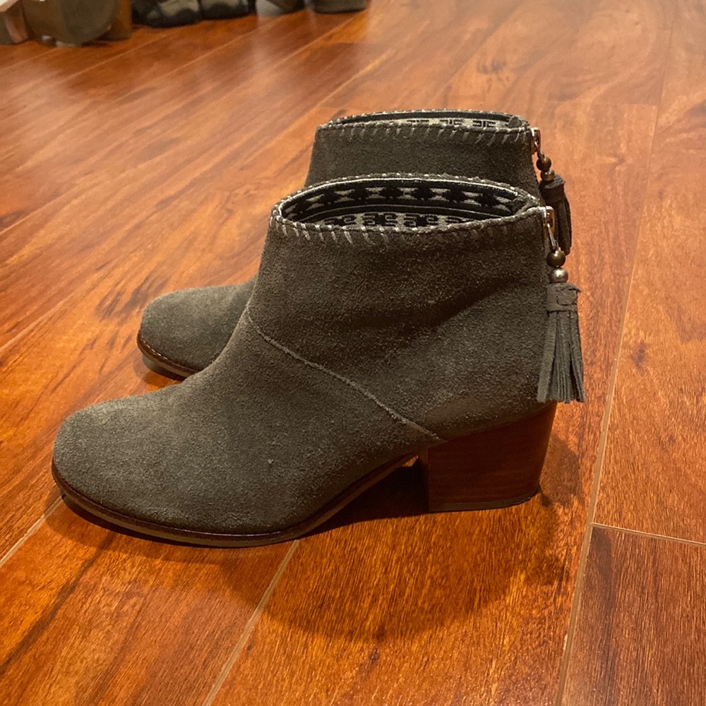 TOMS Gray Suede Booties